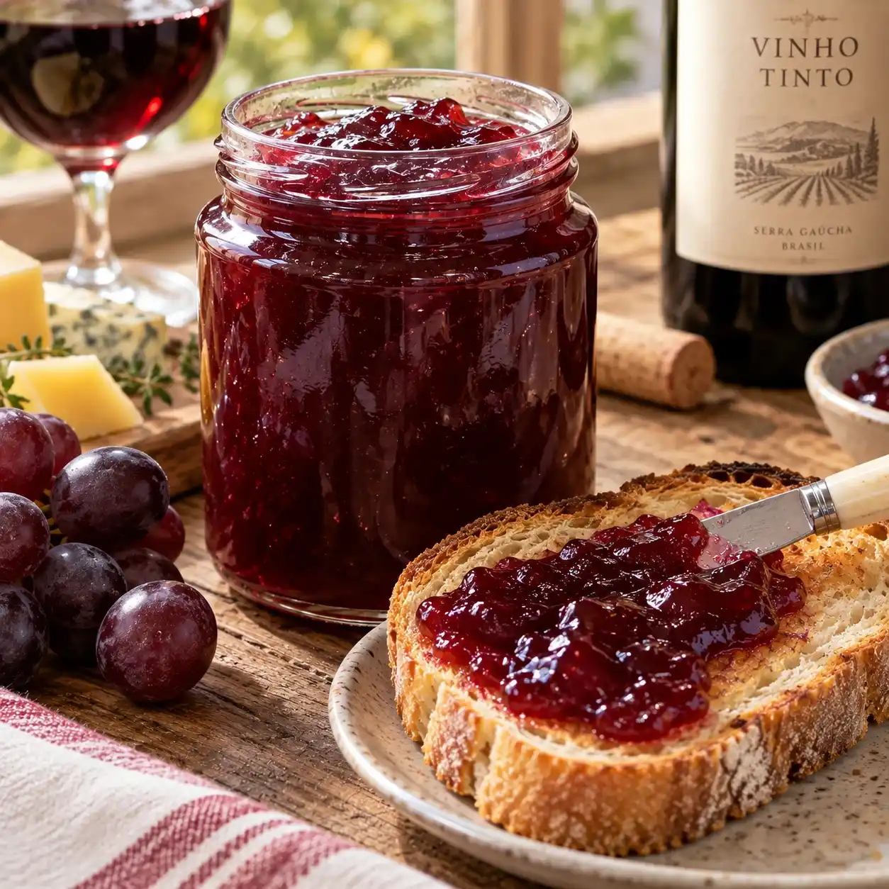 Geleia de morango com vinho tinto