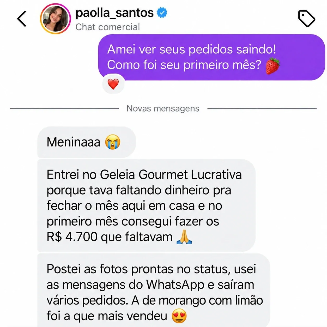 Depoimento de Paolla Santos — R$4.700 no primeiro mês