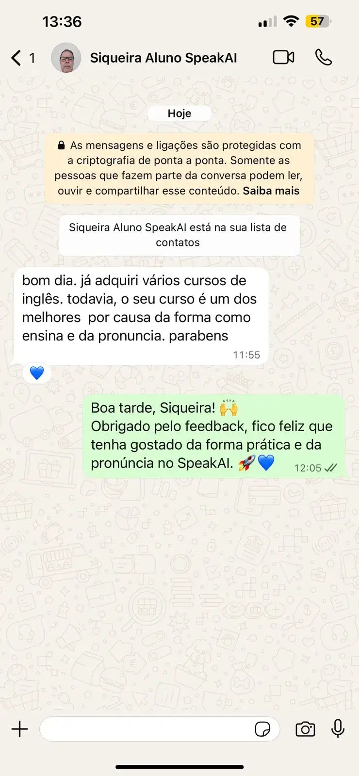 Depoimento aluno 1