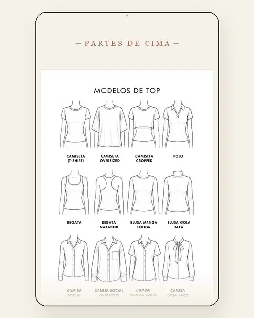 Pranchas do Pack de Referências Vestrium passando por Partes de Cima, Partes de Baixo, Peças Inteiras, Outerwear e Calçados