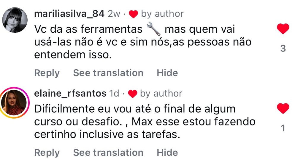 Depoimento de aluna