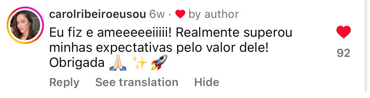 Depoimento de aluna