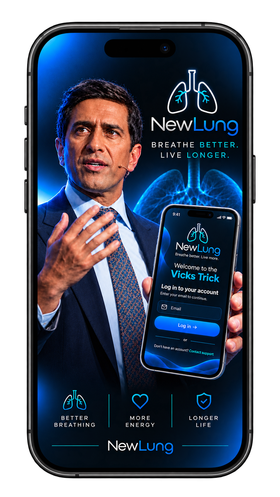 NewLung digital program on a smartphone