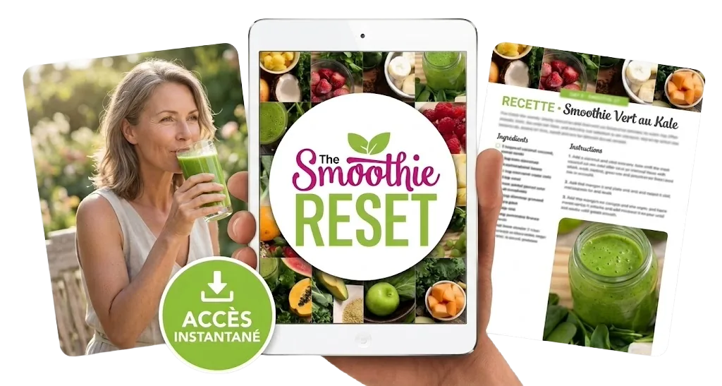 Mockup Smoothie Reset — programme 21 jours, recettes et plan d'action