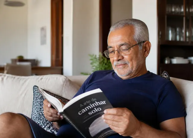 Homem lendo em casa