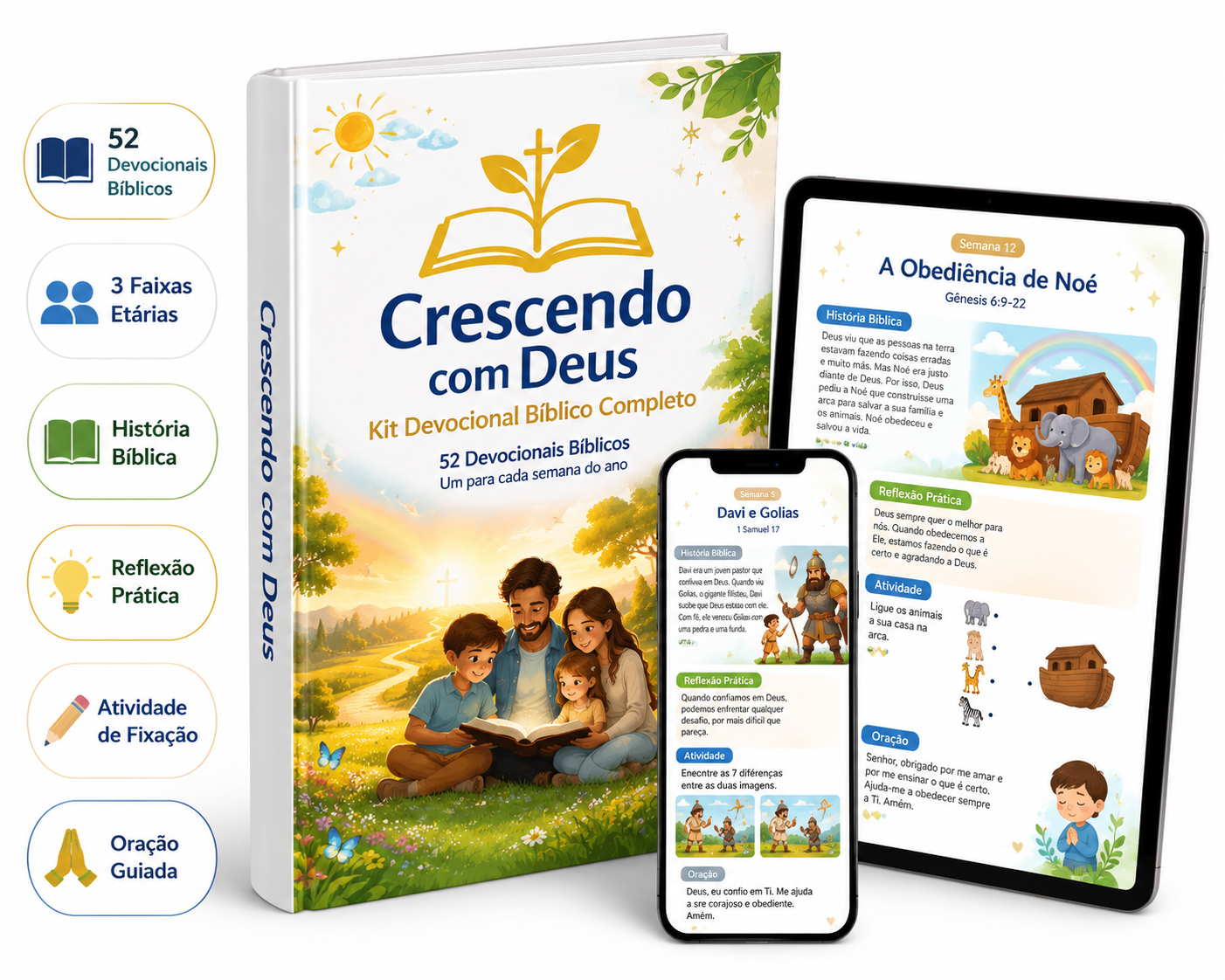 Kit Devocional Bíblico Completo Crescendo com Deus — 52 devocionais em PDF