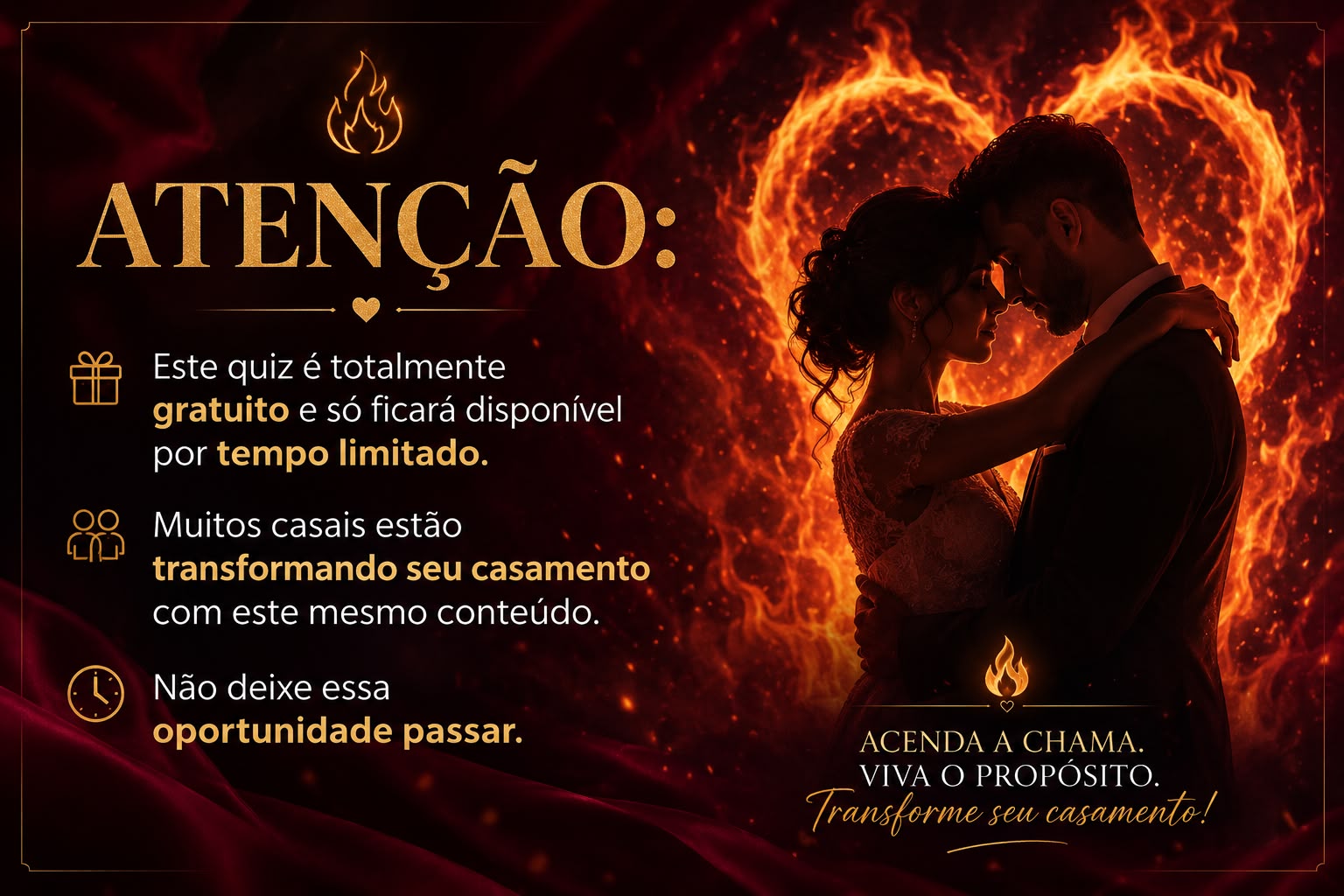ATENÇÃO: Este quiz é totalmente gratuito e só ficará disponível por tempo limitado.