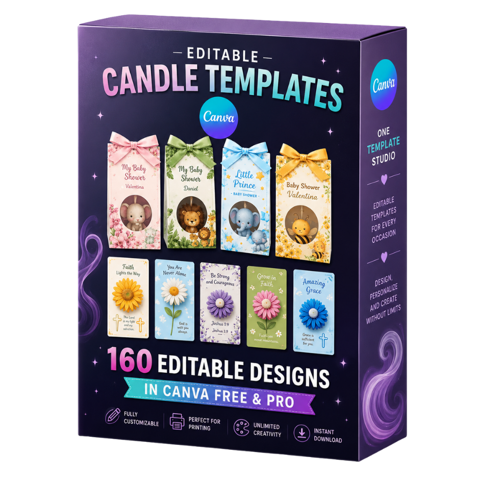 Pack de 160 plantillas editables para velas