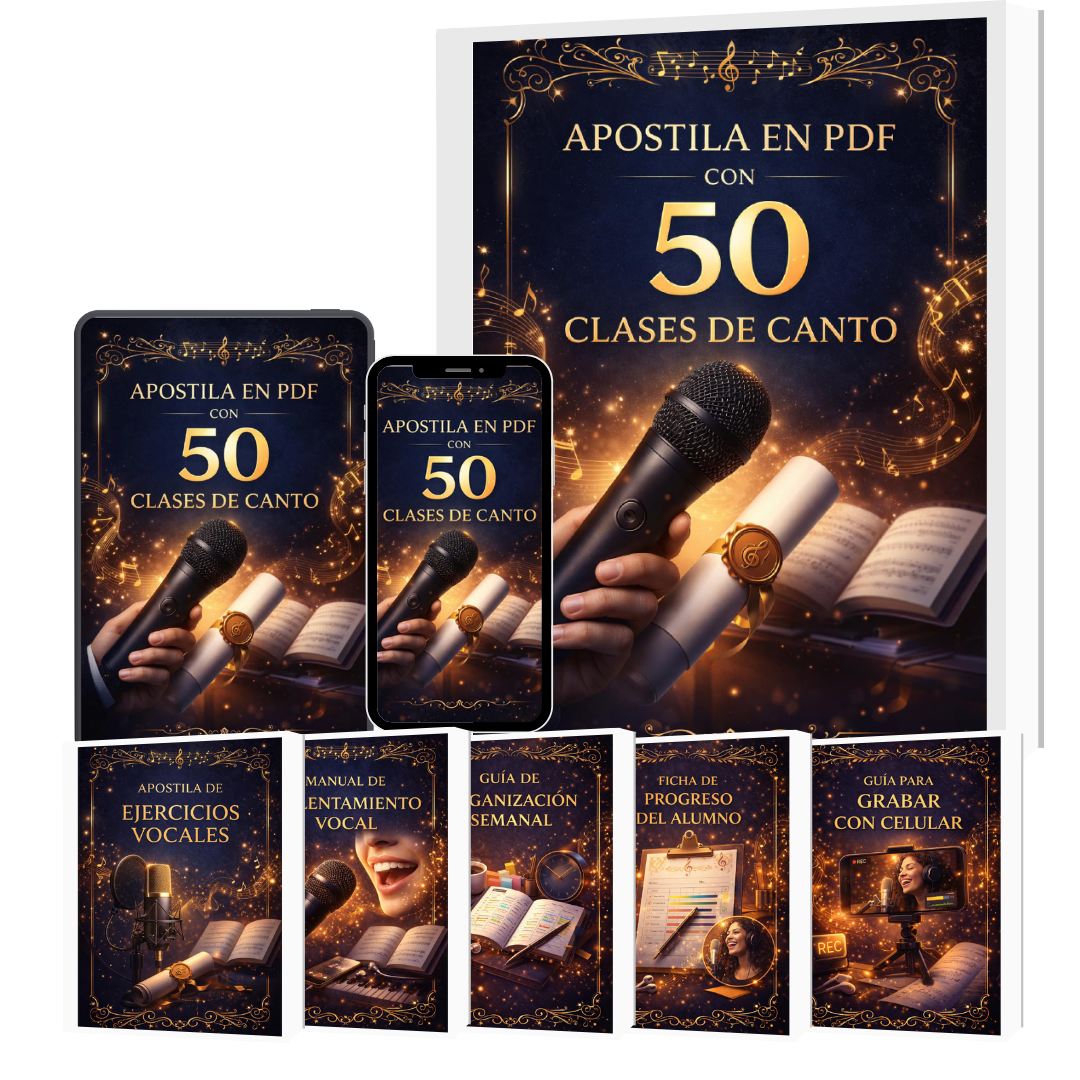 Pack completo Apostilla en PDF con 50 Clases de Canto