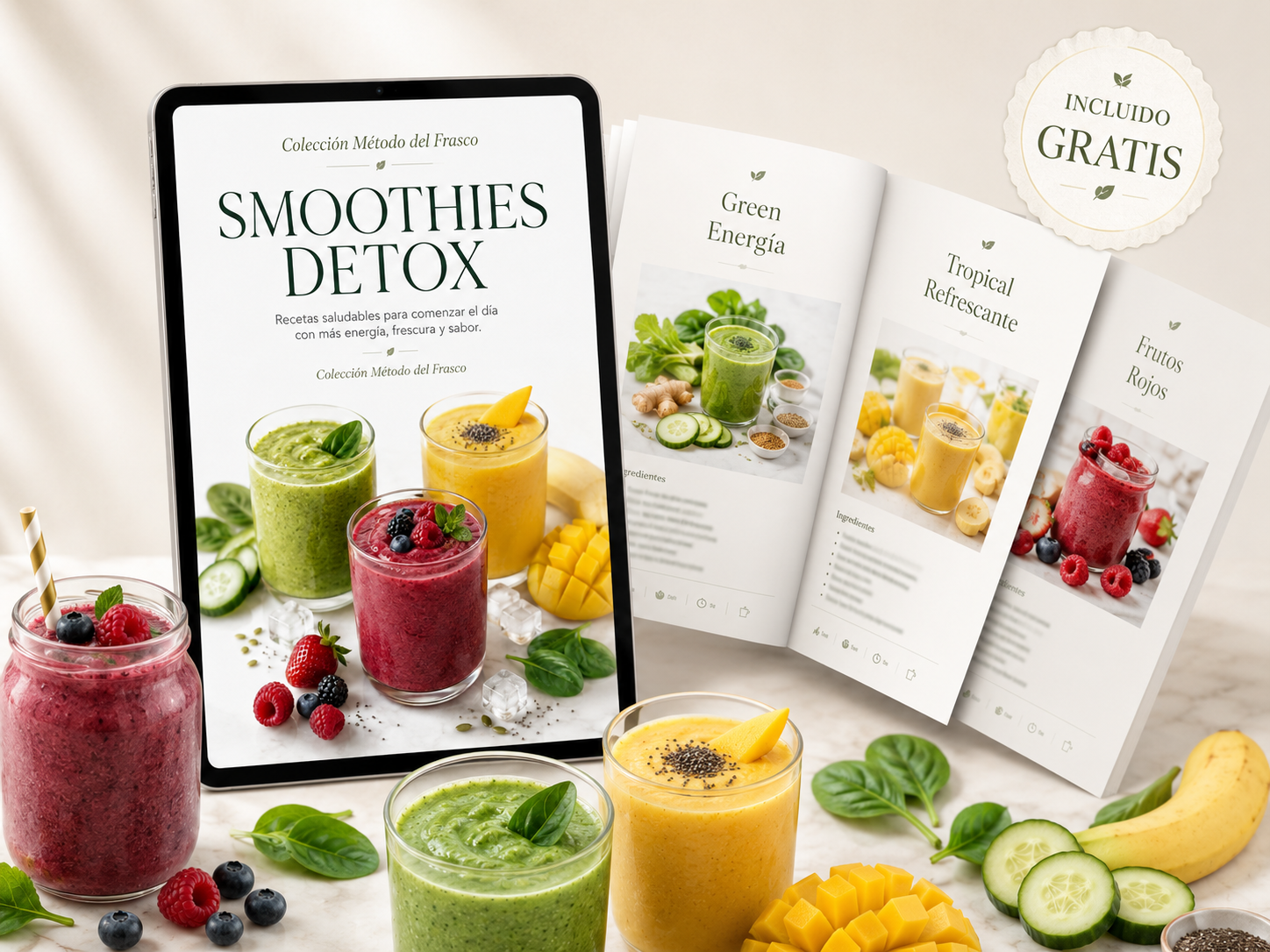 E-book digital con 20 recetas de smoothies detox
