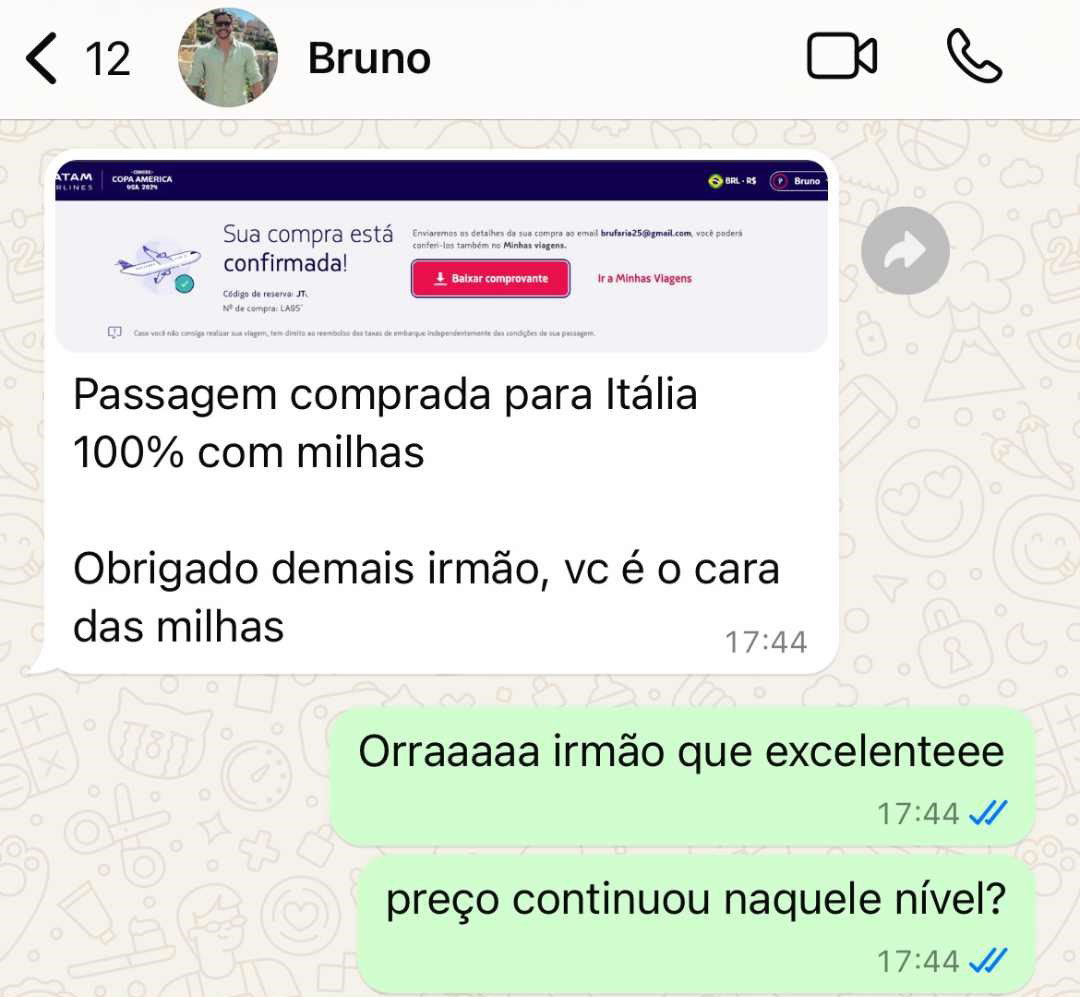 Bruno — Itália com milhas