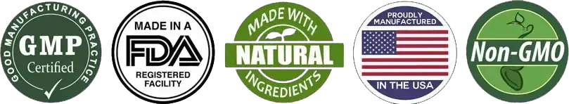certifications: GMP, FDA, Natural Ingredients, Made in USA, Non-GMO