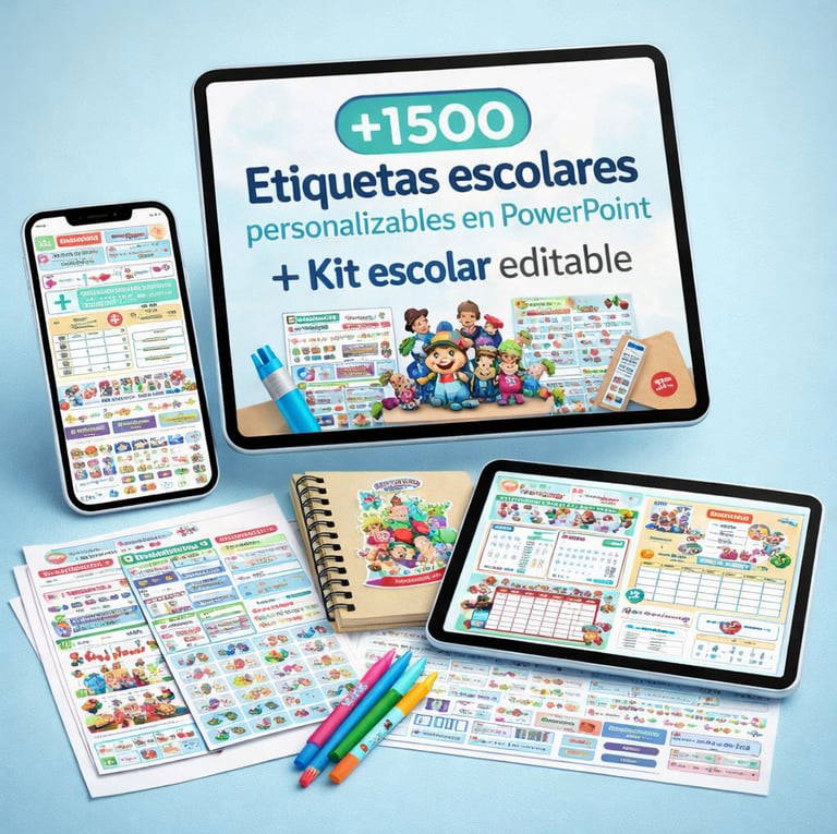 +1500 Etiquetas escolares personalizables