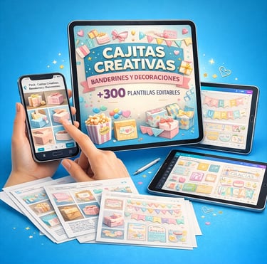 Cajitas creativas, banderines y decoraciones
