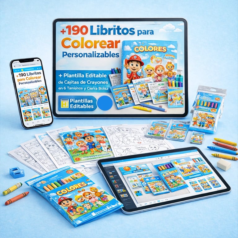 +190 libritos para colorear personalizables