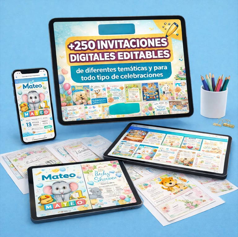 +250 invitaciones digitales editables