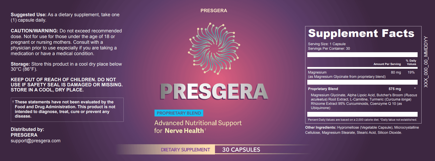 Presgera Supplement Facts