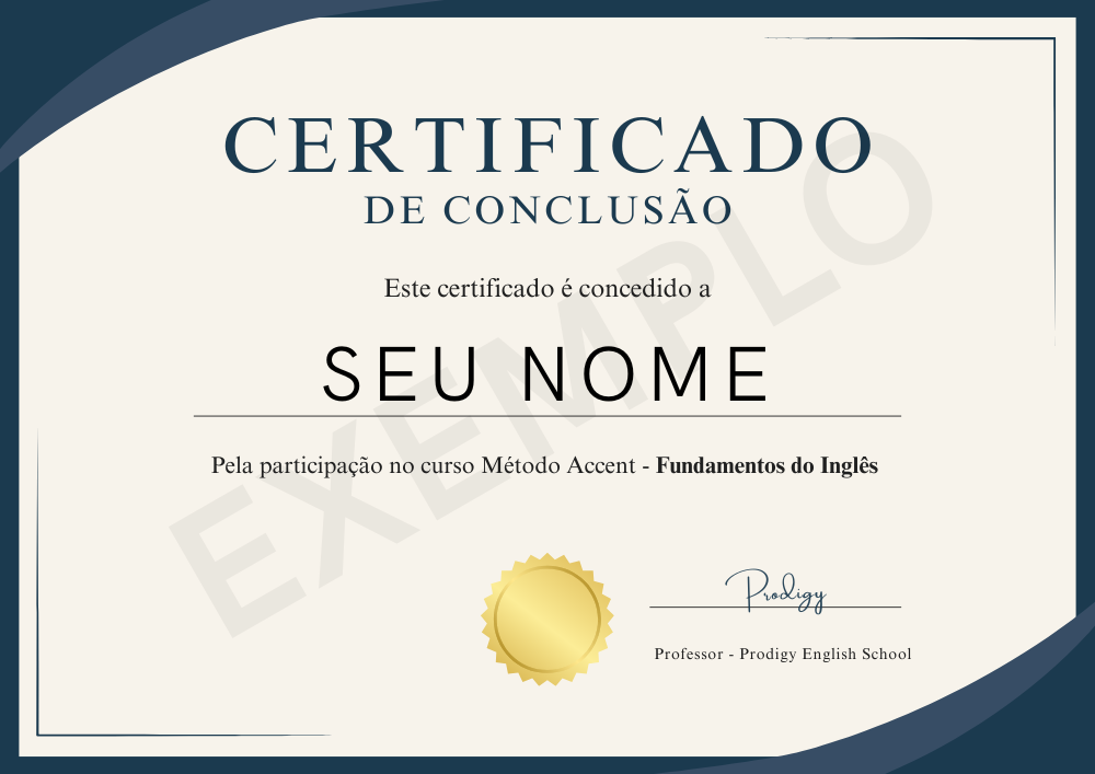 Certificado de conclusão Método Accent
