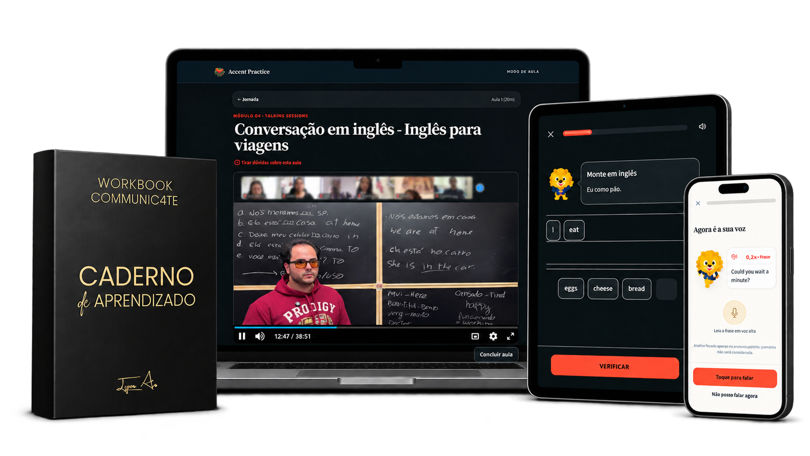 Accent Black: aplicativo, curso completo e caderno de aprendizado