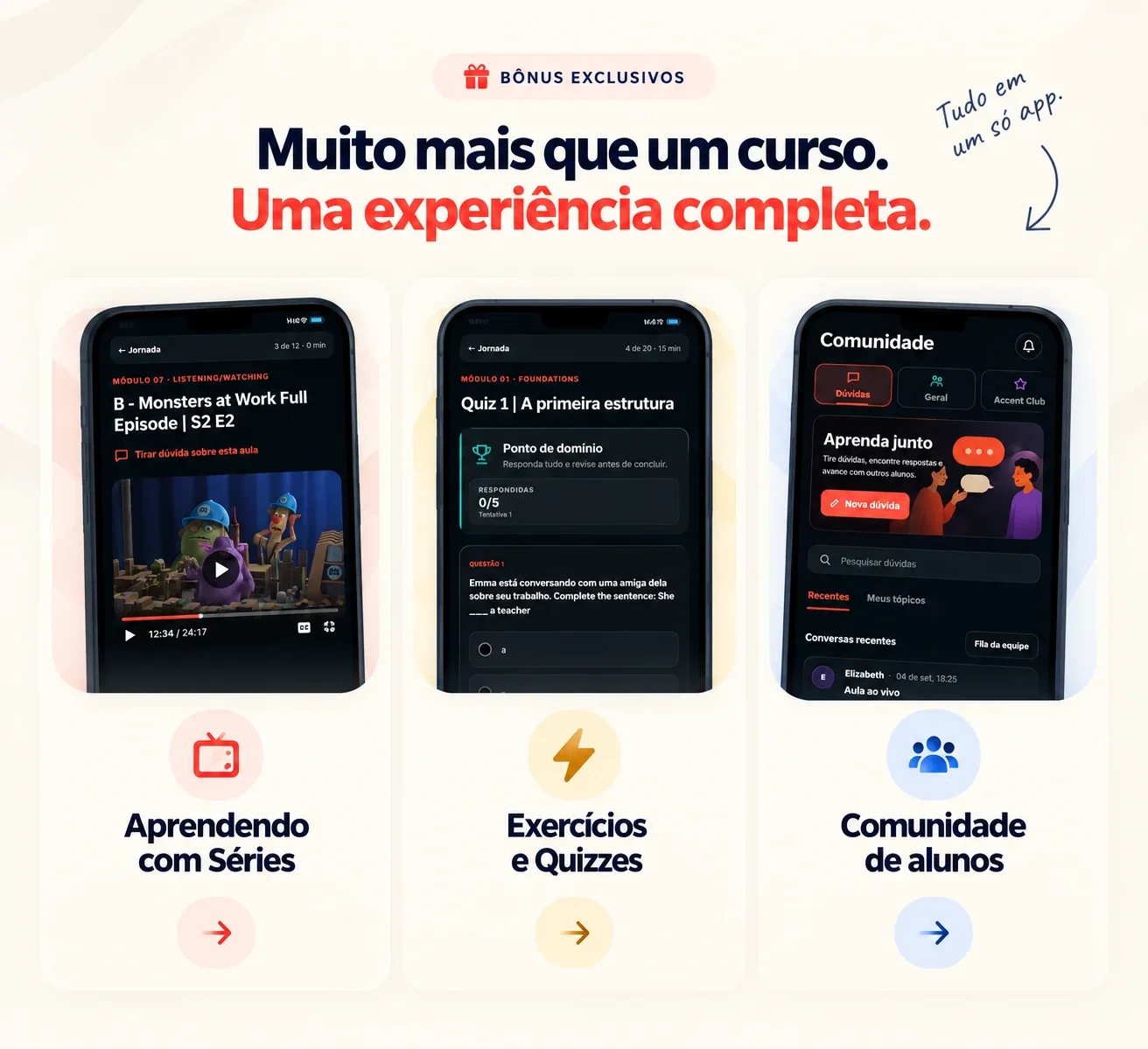 Aula de inglês com séries no aplicativo Accent