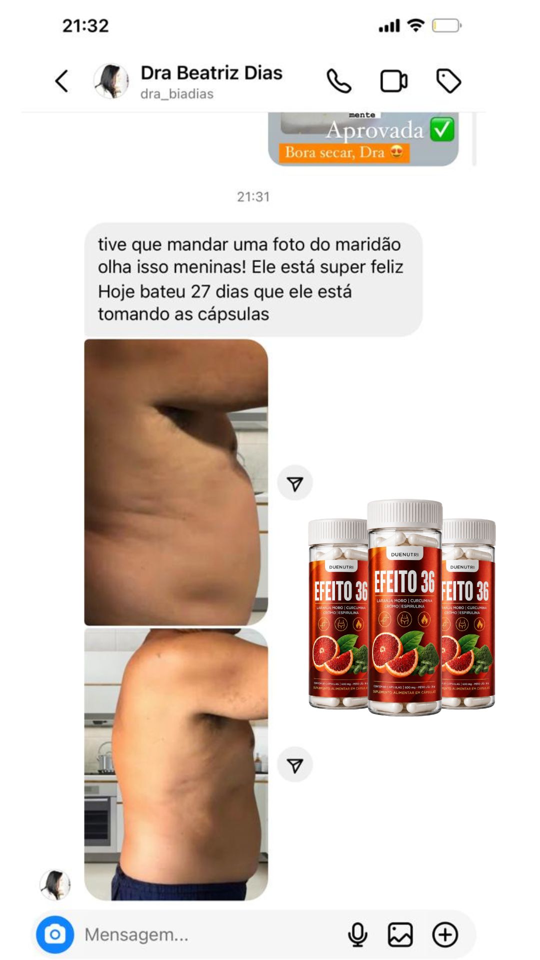Cliente enviou fotos do resultado com o Efeito 36