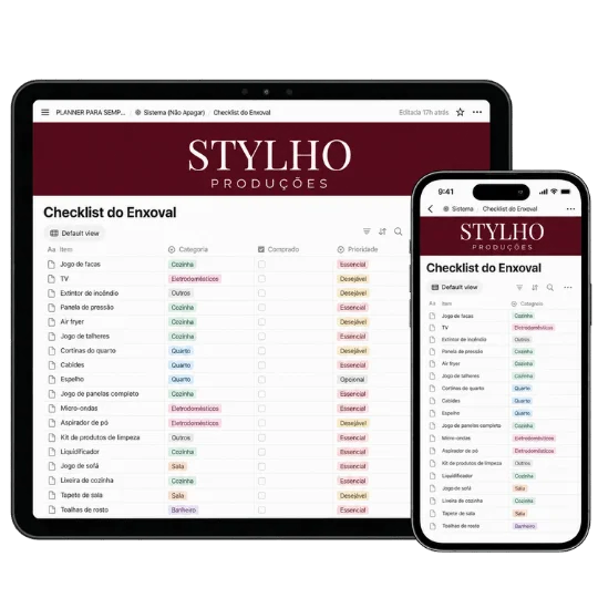 Mockup: Checklist do Enxoval