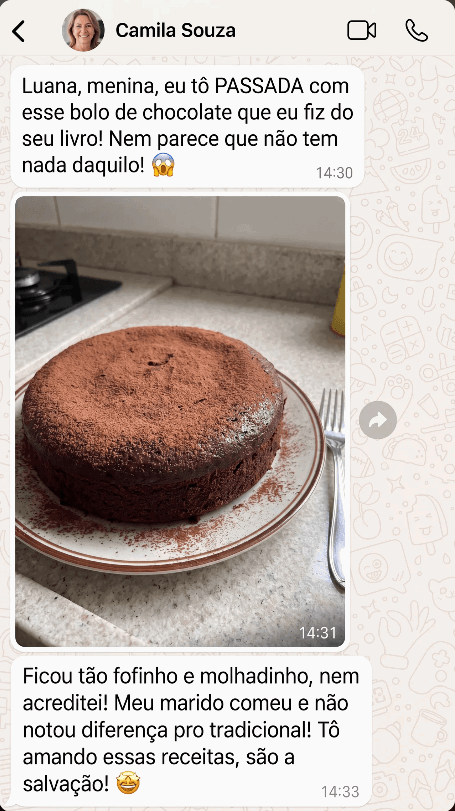 Depoimento no WhatsApp sobre a panqueca salgada