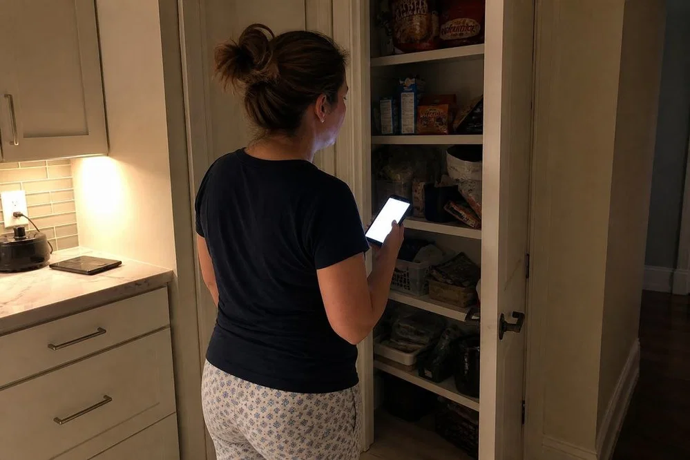 Standing in the pantry after dinner