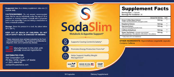 SodaSlim ingredient label