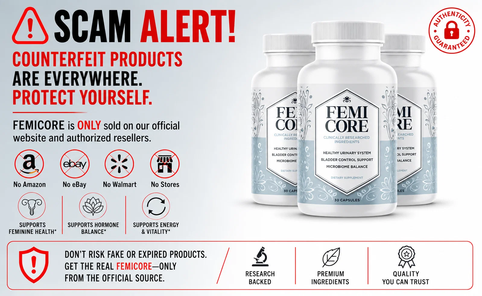 FemiCore scam alert warning
