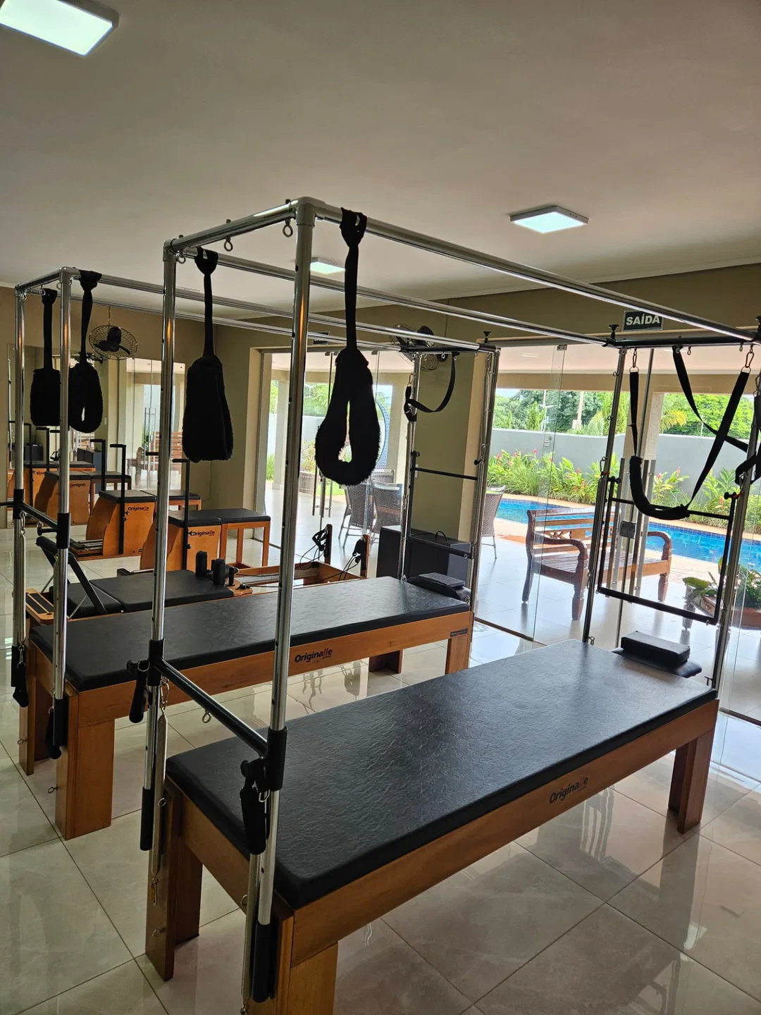 Detalhe de equipamento de Pilates do Studio
