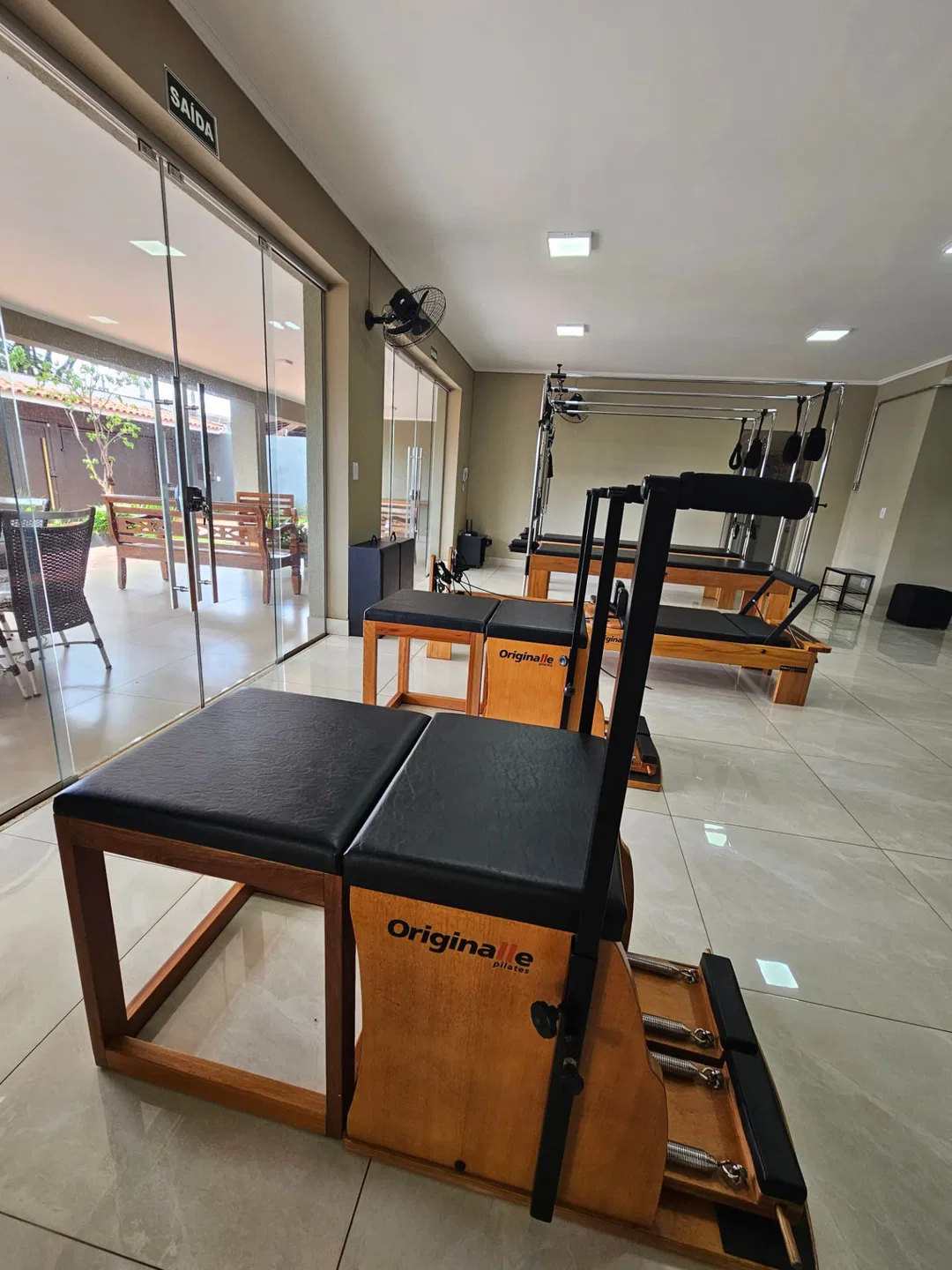 Equipamentos originais de Pilates na sala do Studio