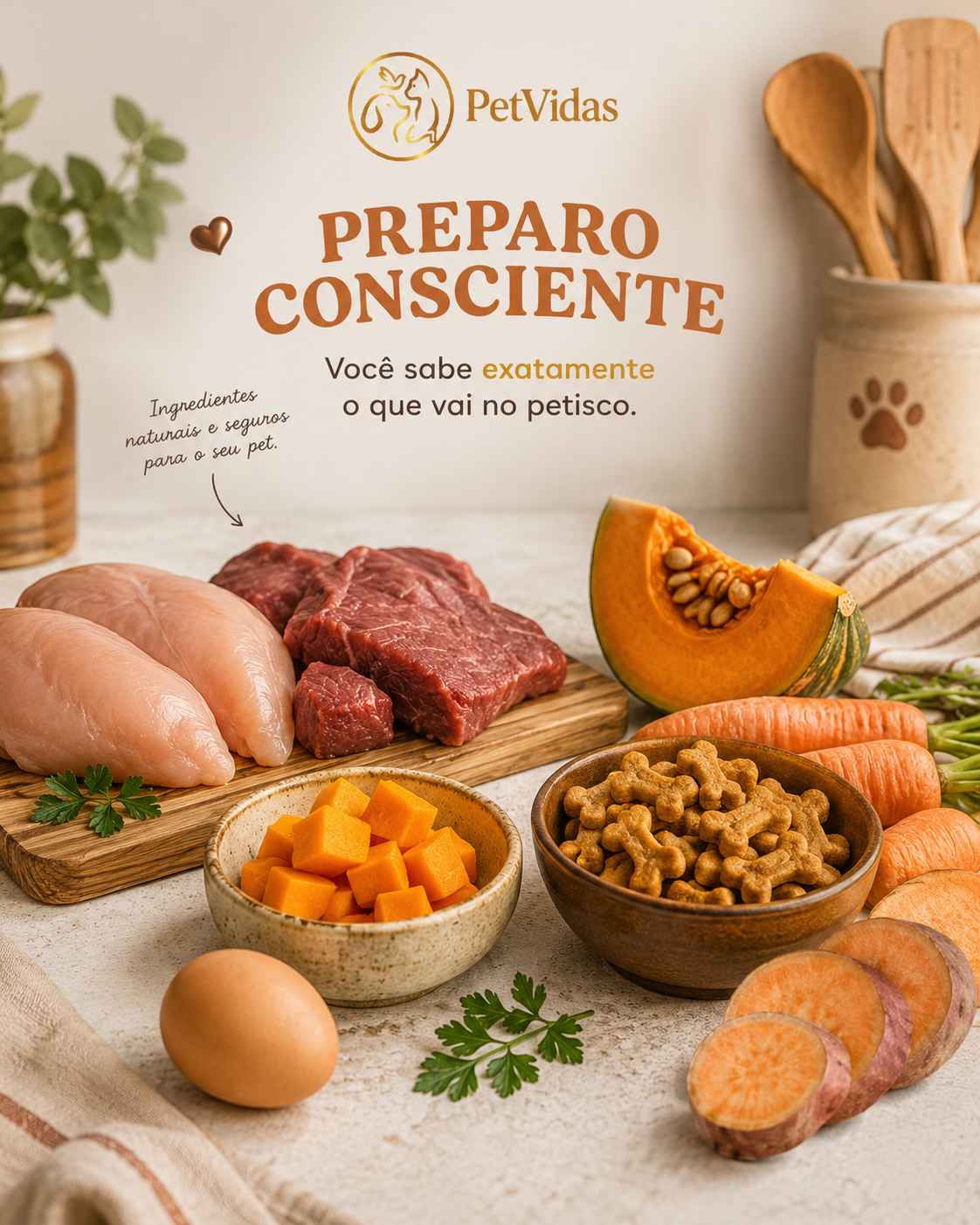 Ingredientes reconhecíveis usados no preparo de petiscos caseiros