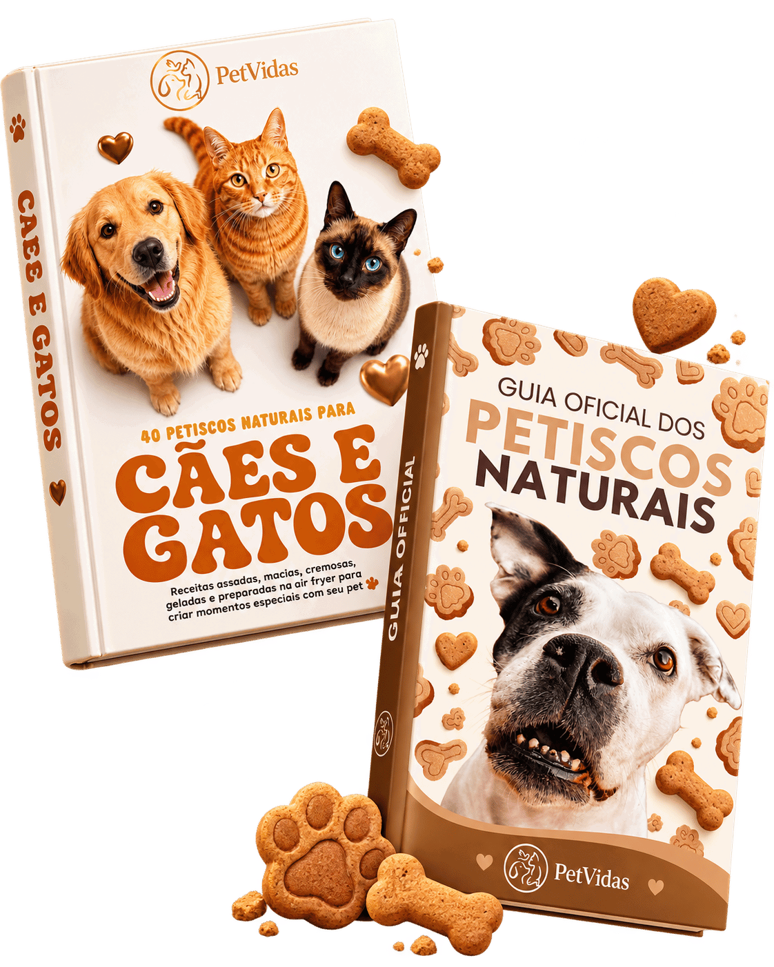 Coleção PetVidas com os dois e-books de petiscos naturais