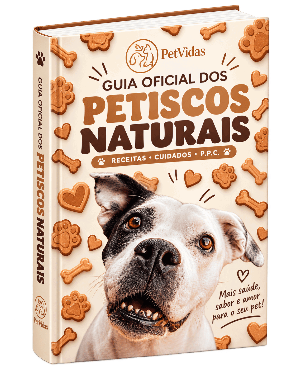 Capa 3D do Guia Oficial dos Petiscos Naturais PetVidas