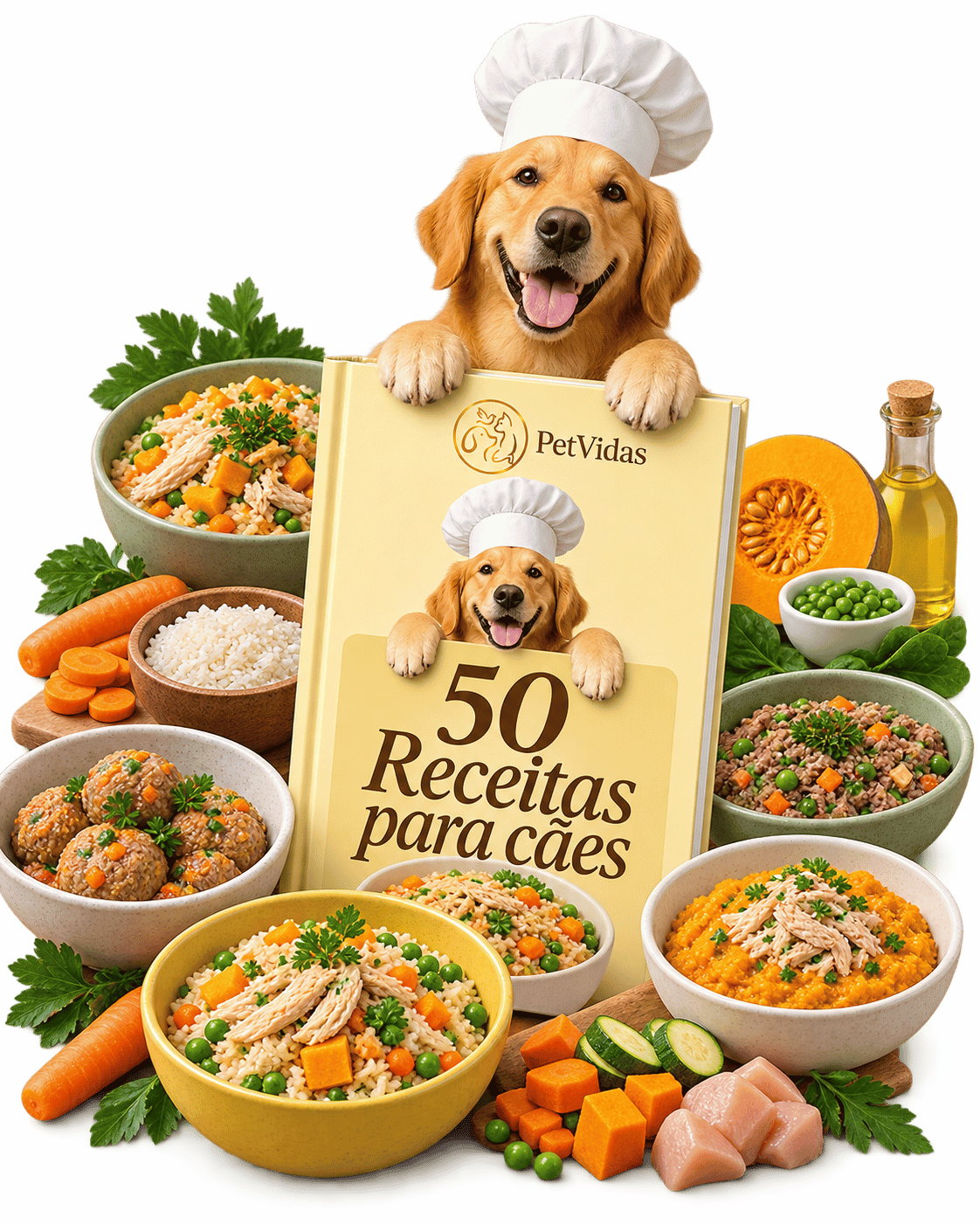 50 Receitas Naturais para Cães com refeições naturais variadas