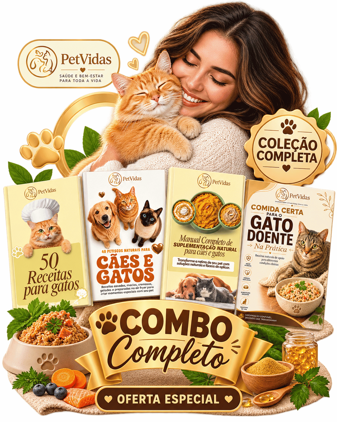 Combo Completo PetVidas para Gatos em oferta especial com os quatro materiais