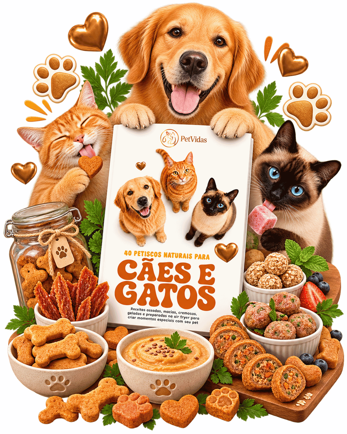 E-book 40 Petiscos Naturais para Cães e Gatos
