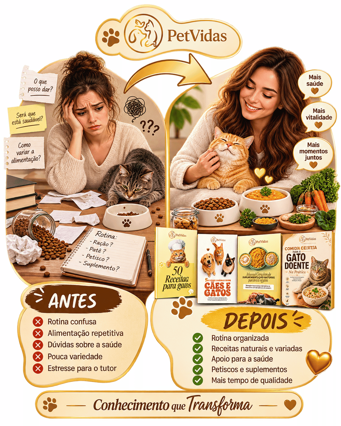 Transformação de uma rotina confusa para uma alimentação felina mais organizada e consciente